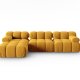MICADONI Bellis Modular hjrnesofa, venstre, 4 sder - gul fljl og sort plastik