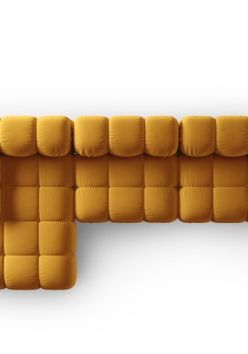 MICADONI Bellis Modular hjrnesofa, venstre, 4 sder - gul fljl og sort plastik