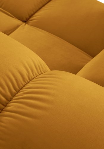 MICADONI Bellis Modular hjrnesofa, venstre, 4 sder - gul fljl og sort plastik