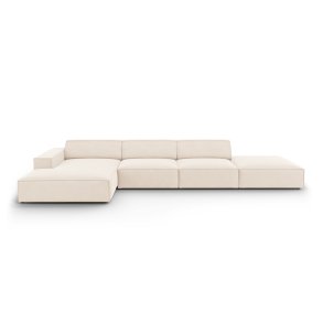 MICADONI Jodie hjrnesofa, venstre, 5 sder - beige fljl og sort plastik