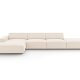 MICADONI Jodie hjrnesofa, venstre, 5 sder - beige fljl og sort plastik