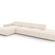 MICADONI Jodie hjrnesofa, venstre, 5 sder - beige fljl og sort plastik