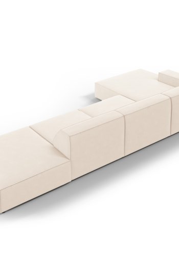 MICADONI Jodie hjrnesofa, venstre, 5 sder - beige fljl og sort plastik