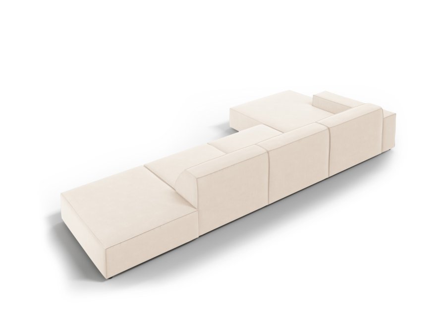 MICADONI Jodie hjrnesofa, venstre, 5 sder - beige fljl og sort plastik