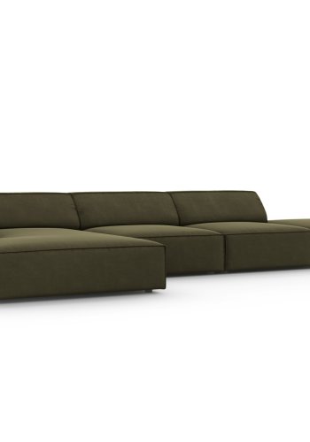 MICADONI Jodie hjrnesofa, venstre, 5 sder - grn fljl og sort plastik