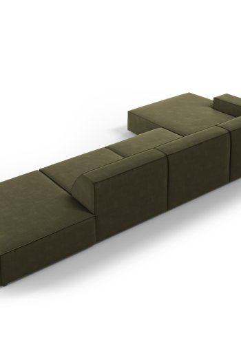 MICADONI Jodie hjrnesofa, venstre, 5 sder - grn fljl og sort plastik