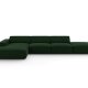 MICADONI Jodie hjrnesofa, venstre, 5 sder - grn fljl og sort plastik
