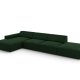 MICADONI Jodie hjrnesofa, venstre, 5 sder - grn fljl og sort plastik
