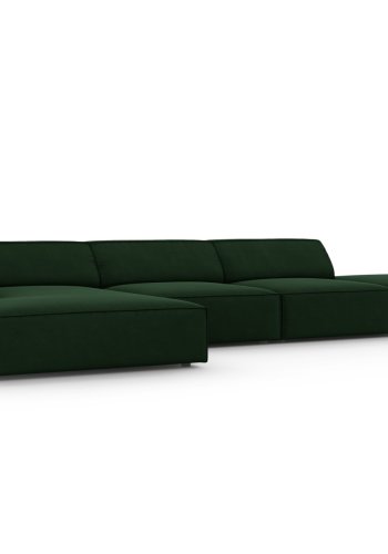 MICADONI Jodie hjrnesofa, venstre, 5 sder - grn fljl og sort plastik
