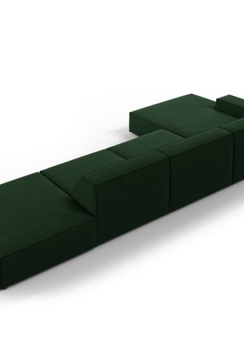 MICADONI Jodie hjrnesofa, venstre, 5 sder - grn fljl og sort plastik