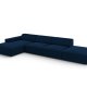 MICADONI Jodie hjrnesofa, venstre, 5 sder - bl fljl og sort plastik