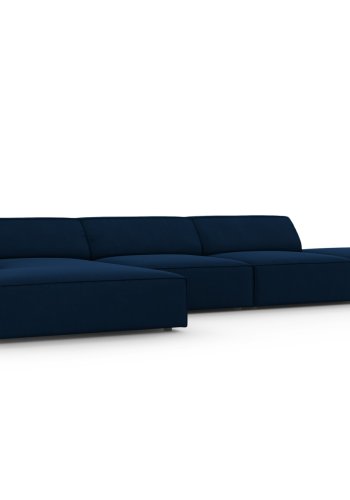 MICADONI Jodie hjrnesofa, venstre, 5 sder - bl fljl og sort plastik