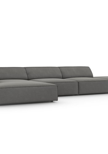 MICADONI Jodie hjrnesofa, venstre, 5 sder - gr fljl og sort plastik