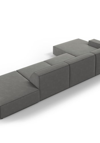 MICADONI Jodie hjrnesofa, venstre, 5 sder - gr fljl og sort plastik