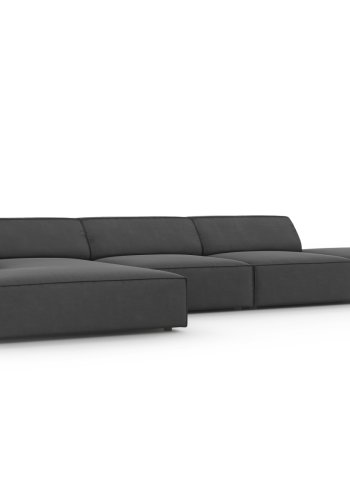 MICADONI Jodie hjrnesofa, venstre, 5 sder - gr fljl og sort plastik