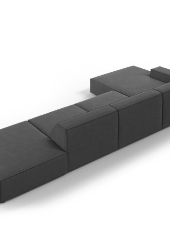 MICADONI Jodie hjrnesofa, venstre, 5 sder - gr fljl og sort plastik