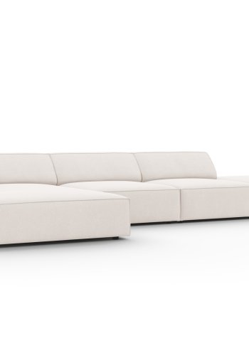 MICADONI Jodie hjrnesofa, venstre, 5 sder - beige stof og sort plastik