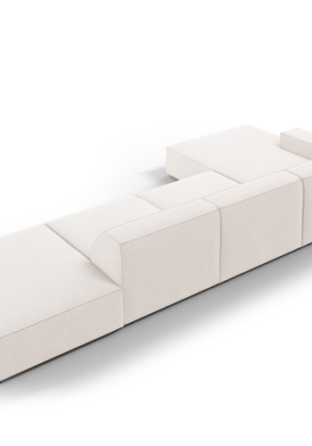 MICADONI Jodie hjrnesofa, venstre, 5 sder - beige stof og sort plastik