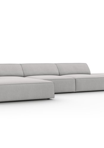 MICADONI Jodie hjrnesofa, venstre, 5 sder - gr stof og sort plastik