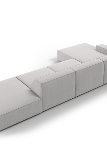 MICADONI Jodie hjrnesofa, venstre, 5 sder - gr stof og sort plastik