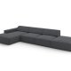 MICADONI Jodie hjrnesofa, venstre, 5 sder - antracitgr stof og sort plastik