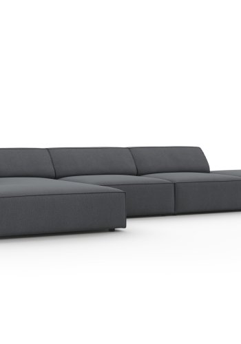 MICADONI Jodie hjrnesofa, venstre, 5 sder - antracitgr stof og sort plastik