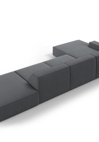 MICADONI Jodie hjrnesofa, venstre, 5 sder - antracitgr stof og sort plastik