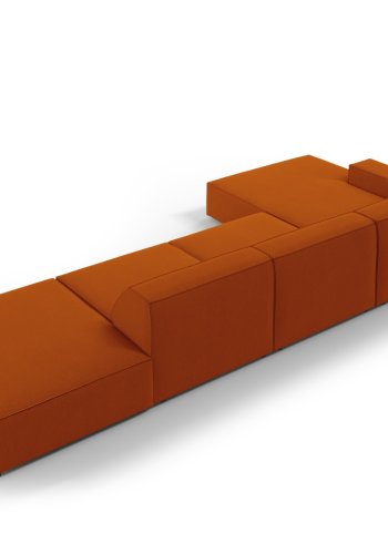 MICADONI Jodie hjrnesofa, venstre, 5 sder - orange stof og sort plastik