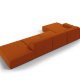 MICADONI Jodie hjrnesofa, venstre, 5 sder - orange stof og sort plastik