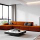 MICADONI Jodie hjrnesofa, venstre, 5 sder - orange stof og sort plastik