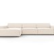 MICADONI Jodie hjrnesofa, venstre, 4 sder - beige fljl og sort plastik