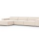 MICADONI Jodie hjrnesofa, venstre, 4 sder - beige fljl og sort plastik