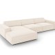 MICADONI Jodie hjrnesofa, venstre, 4 sder - beige fljl og sort plastik