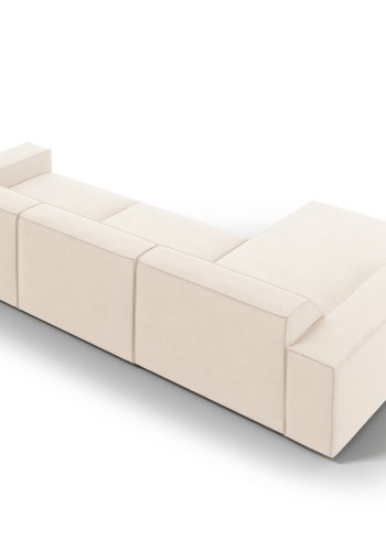 MICADONI Jodie hjrnesofa, venstre, 4 sder - beige fljl og sort plastik