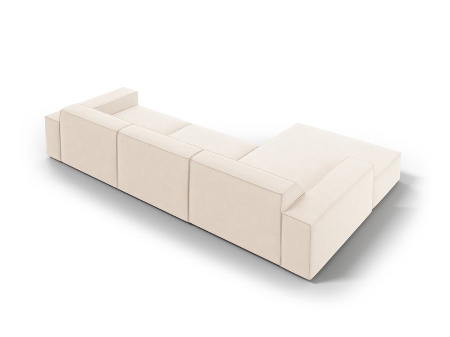 MICADONI Jodie hjrnesofa, venstre, 4 sder - beige fljl og sort plastik