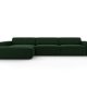 MICADONI Jodie hjrnesofa, venstre, 4 sder - grn fljl og sort plastik