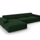 MICADONI Jodie hjrnesofa, venstre, 4 sder - grn fljl og sort plastik
