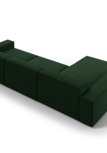 MICADONI Jodie hjrnesofa, venstre, 4 sder - grn fljl og sort plastik