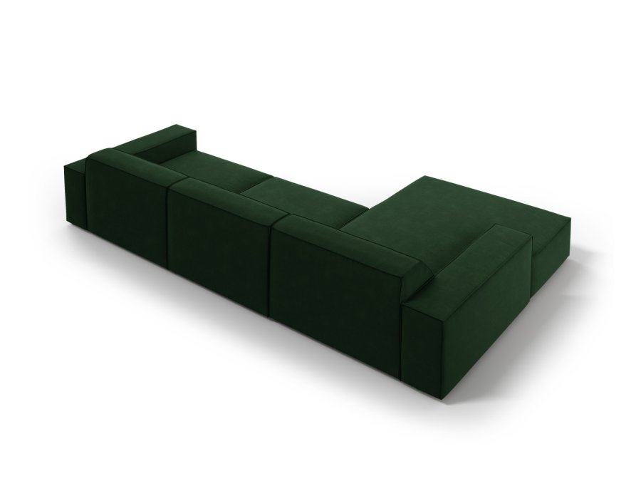 MICADONI Jodie hjrnesofa, venstre, 4 sder - grn fljl og sort plastik