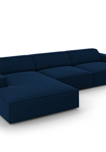 MICADONI Jodie hjrnesofa, venstre, 4 sder - bl fljl og sort plastik