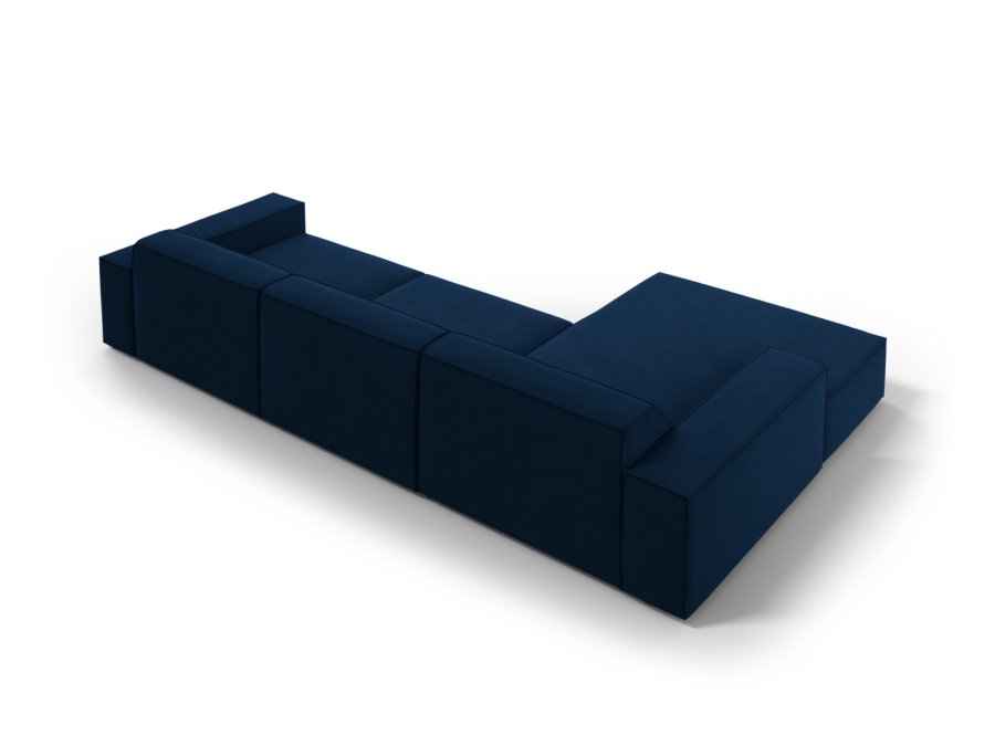 MICADONI Jodie hjrnesofa, venstre, 4 sder - bl fljl og sort plastik