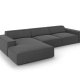 MICADONI Jodie hjrnesofa, venstre, 4 sder - gr fljl og sort plastik