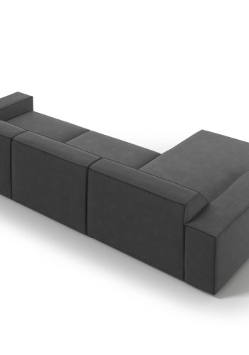 MICADONI Jodie hjrnesofa, venstre, 4 sder - gr fljl og sort plastik