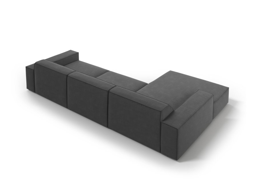 MICADONI Jodie hjrnesofa, venstre, 4 sder - gr fljl og sort plastik