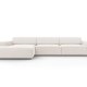 MICADONI Jodie hjrnesofa, venstre, 4 sder - beige stof og sort plastik