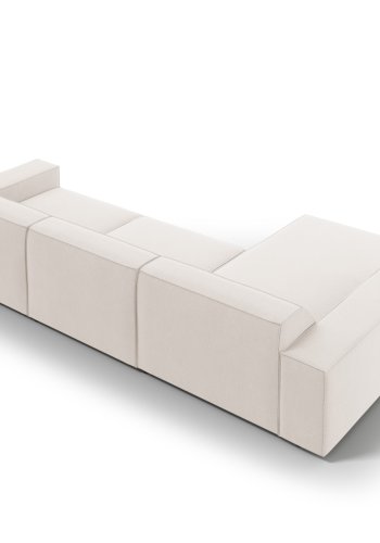 MICADONI Jodie hjrnesofa, venstre, 4 sder - beige stof og sort plastik