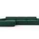 MICADONI Jodie hjrnesofa, venstre, 4 sder - grn stof og sort plastik