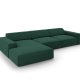MICADONI Jodie hjrnesofa, venstre, 4 sder - grn stof og sort plastik