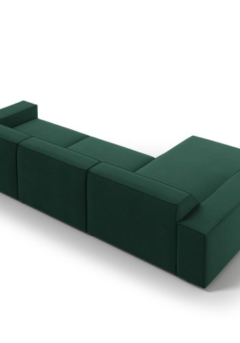 MICADONI Jodie hjrnesofa, venstre, 4 sder - grn stof og sort plastik