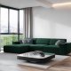 MICADONI Jodie hjrnesofa, venstre, 4 sder - grn stof og sort plastik